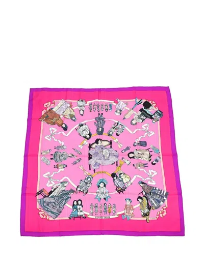 Pre-owned Hermes Small Hello Dolly Carre Scarf In Pink
