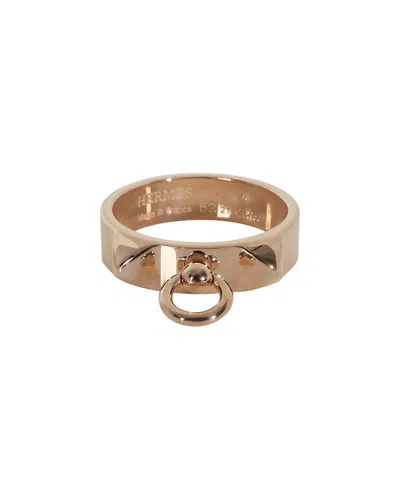 Pre-owned Hermes Hermès Small Model Collier De Chien 18k Rose Gold Ring (authentic Pre-loved)
