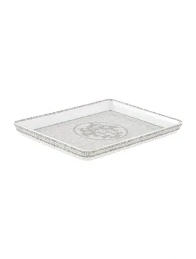 Pre-owned Hermes Small Mosaïque Au 24 Platinum Tray In Grey