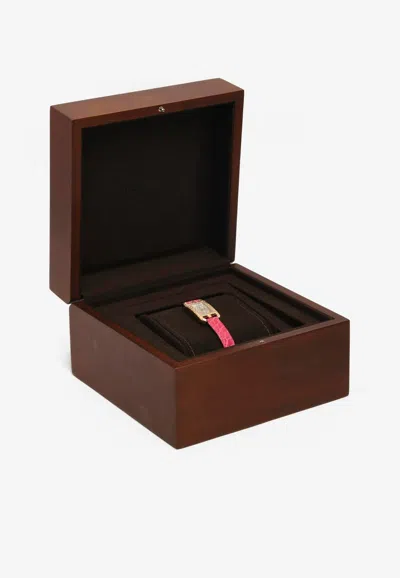 Hermes Small Nantucket 29mm Watch In Shiny Alligator Single Tour Strap With Sprinkled Diamond Bezel In Pink