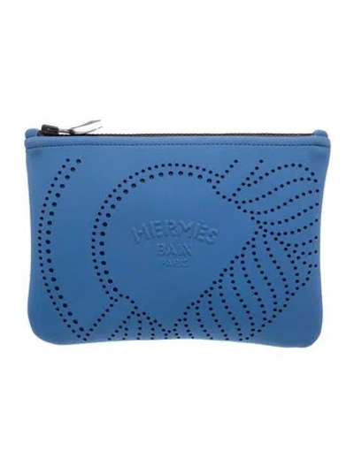 Pre-owned Hermes Small Neobain Pouch In Blue
