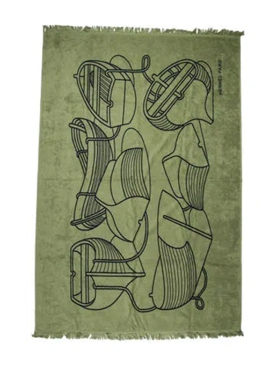 Pre-owned Hermes Small Tatoo Thalassa Yachting Beach Towel W/ Tags In Green
