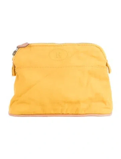 Pre-owned Hermes Small Toile Bolide Pouch In Yellow