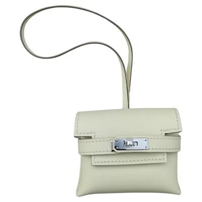 Pre-owned Hermes Hermès Smooth Leather Jaune Milton Kellyfestival Kelly Bag Charm In Gray