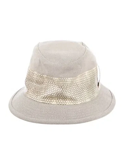 Pre-owned Hermes Snakeskin-trimmed Bucket Hat In Neutral