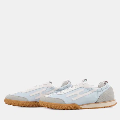 Pre-owned Hermes Sneakers Jet Guri Arctic/white Parachute Fabric Chèvre Velour Size 39 In Brown