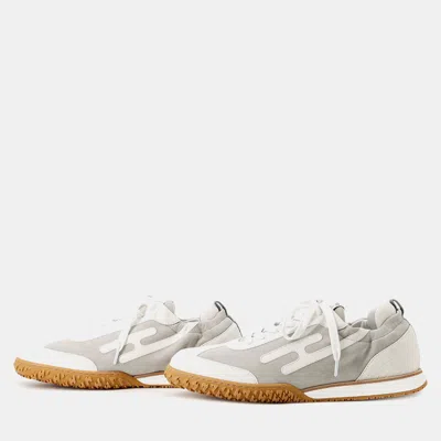 Pre-owned Hermes Sneakers Jet Guri Arctik/blanc Chevre Leather Velour Size 41 In Multi