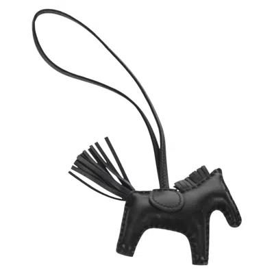 Pre-owned Hermes So Black Grigri Rodeo Bag Charm Leather Black Leather Charms And Keychains Accessory (pre-own