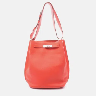 Pre-owned Hermes So Kelly 22 Red Rose Jaipur Togo Leather Shoulder Bag In Pink