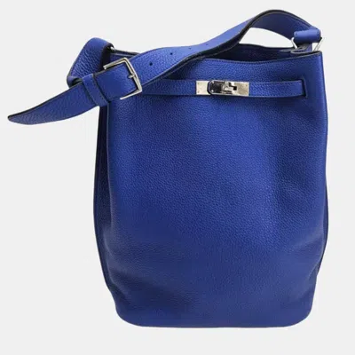 Pre-owned Hermes So Kelly 26 Blue Togo Leather Shoulder Bag