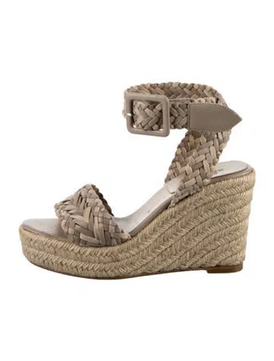 Pre-owned Hermes Sofia Leather Espadrilles In Neutrals