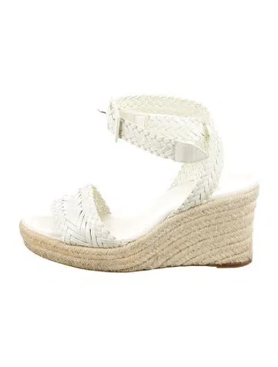 Pre-owned Hermes Sofia Leather Espadrilles In White