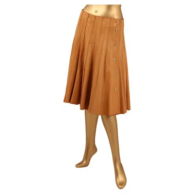 Pre-owned Hermes Hermès Soft Leather Pleated Skirt - F/w 2005 Runway - Jean Paul Gaultier In Brown