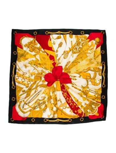 Pre-owned Hermes Soleil De Soie By Caty Latham Silk Scarf In White