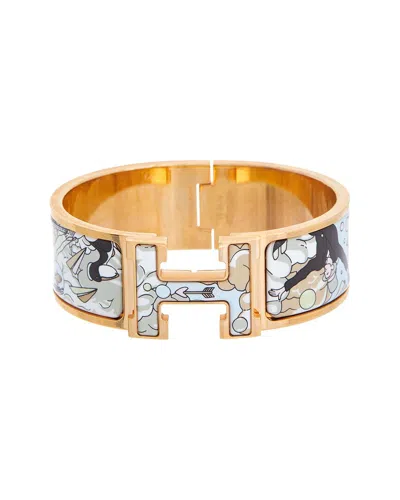 Pre-owned Hermes Hermès Songe Pastel Enamel Metal Enamel Wide Print Dans Les Nuages Clic Clac H Bracelet Gm (authenti