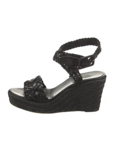 Pre-owned Hermes Sophia Leather Espadrilles In Black