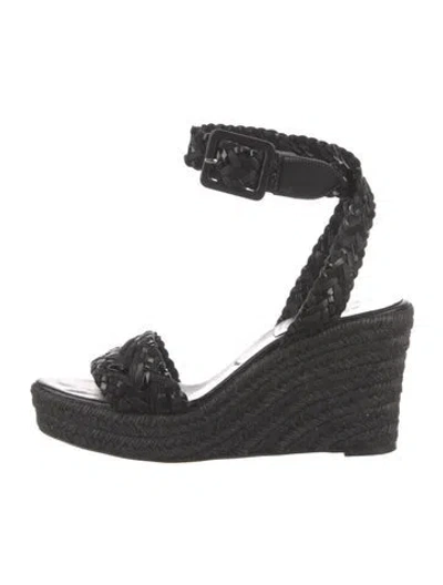 Pre-owned Hermes Sophia Leather Espadrilles In Black