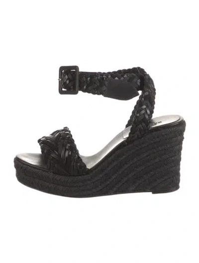 Pre-owned Hermes Sophia Suede Espadrilles In Black