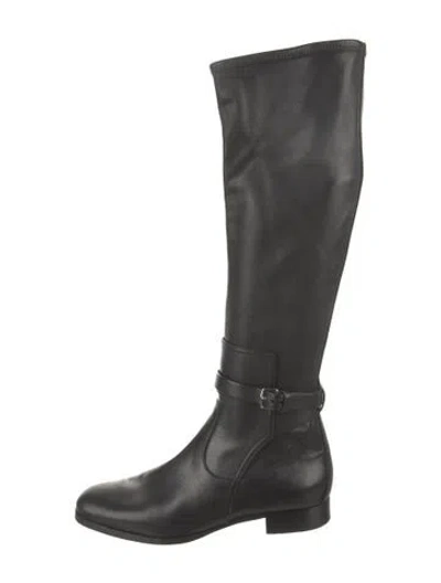 Pre-owned Hermes Soria Leather Riding Boots In Black