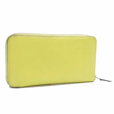 Pre-owned Hermes Soufre Yellow Epsom Leather Long Wallet (bi-fold) ()