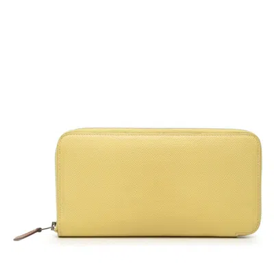 Pre-owned Hermes Soufre Yellow Epsom Leather Long Wallet (bi-fold) () In Soufre, Yellow