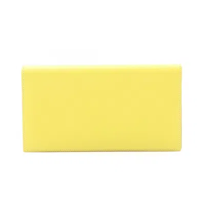 Pre-owned Hermes Soufre Yellow Evercalf Leather Long Wallet (bi-fold) ()