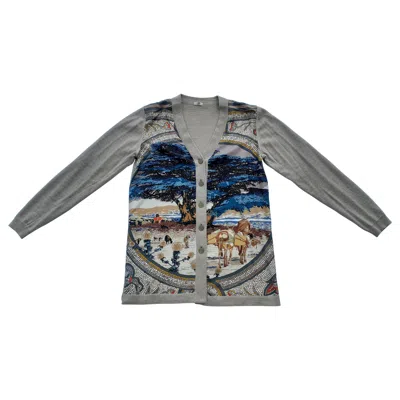 Pre-owned Hermes Hermès Sous Le Cèdre Rybaltchenko Wool And Silk Vest Sweater Size S/m In Gray