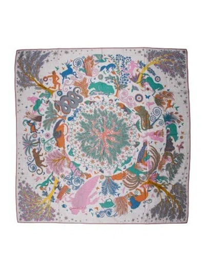 Pre-owned Hermes Sous Le Charme D'orphee Cashmere Shawl In Gray