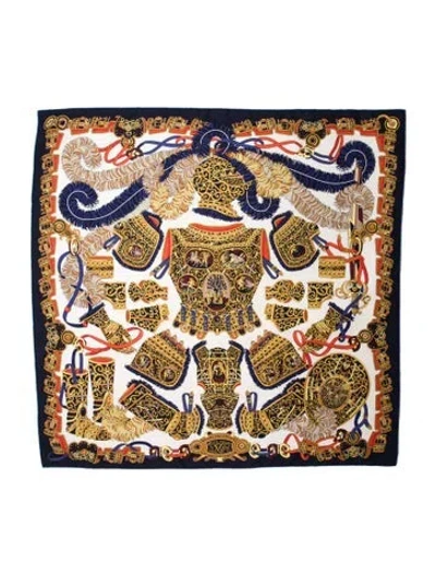 Pre-owned Hermes Sous Legarde Mars Silk Scarf In Blue