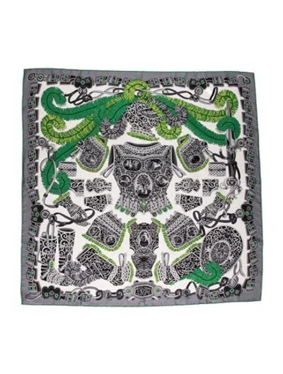 Pre-owned Hermes Sous L'egide De Mars Silk Scarf In Green