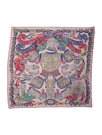 Pre-owned Hermes Sous L'egide De Mars Silk Scarf W/ Tags In Orange