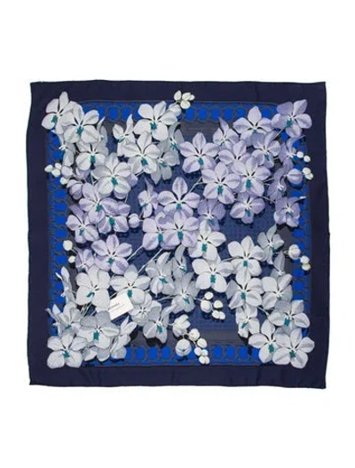 Pre-owned Hermes Souvenirs D'asie Silk Scarf In Blue
