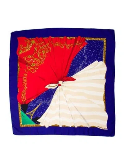Pre-owned Hermes Souvenirs De Paris Silk Scarf In Blue