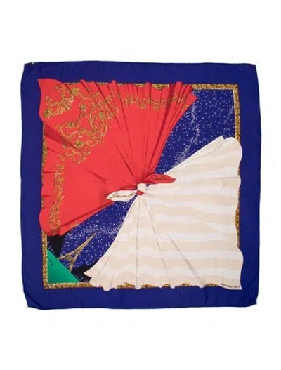 Pre-owned Hermes Souvenirs De Paris Silk Scarf In Blue