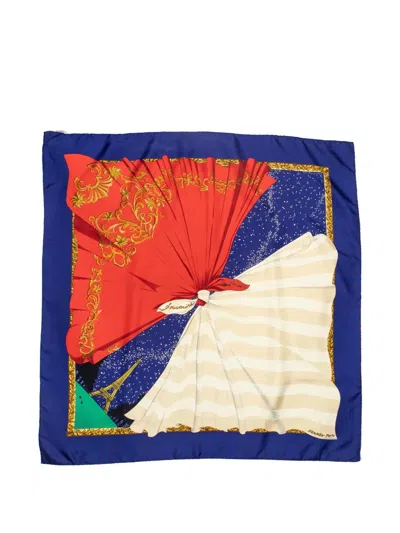 Pre-owned Hermes Souvenirs Silk Scarf In Blue