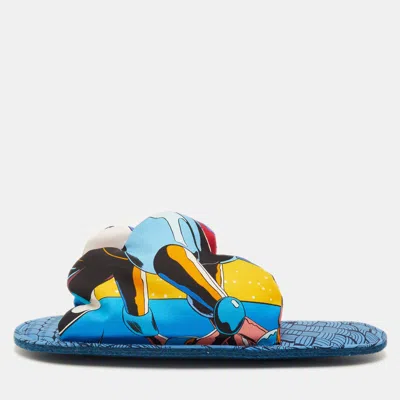Pre-owned Hermes Space Derby Size 40 Multicolor Fabric Homme Flat Slippers