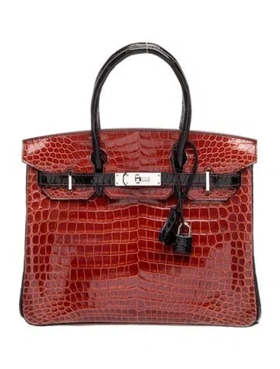Pre-owned Hermes Special Order Shiny Crocodile Birkin 30 In Multi