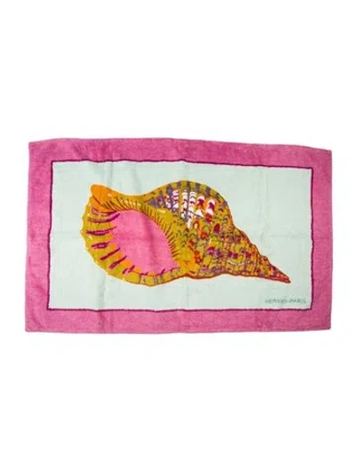 Pre-owned Hermes Spiral Shell Beach Towel In Pink