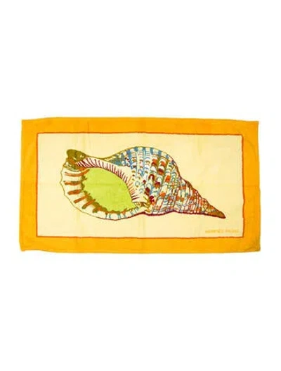 Pre-owned Hermes Spiral Shell Beach Towel In Yellow