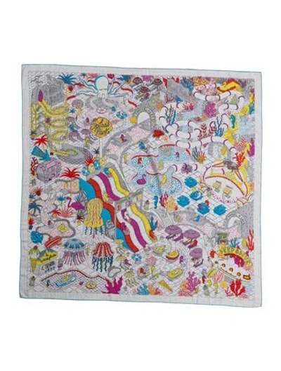 Pre-owned Hermes Splash Park Cashmere Shawl In Grey