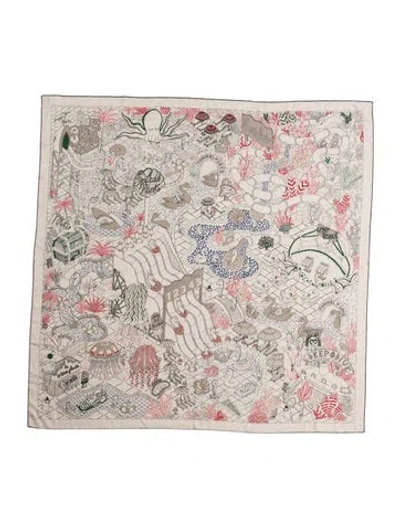 Pre-owned Hermes Splash Park Cashmere Shawl W/ Tags In Neutrals