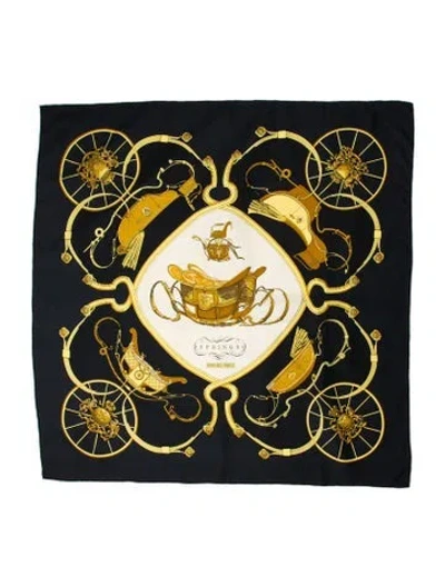 Pre-owned Hermes Springs Silk Scarf In Black
