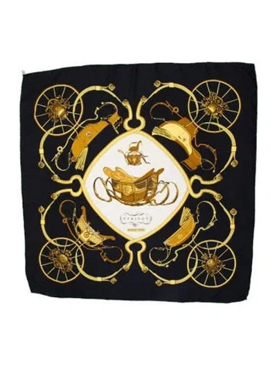Pre-owned Hermes Springs Silk Scarf In Black