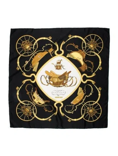 Pre-owned Hermes Springs Silk Scarf In Black