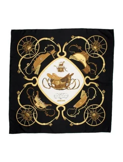Pre-owned Hermes Springs Silk Scarf In Black
