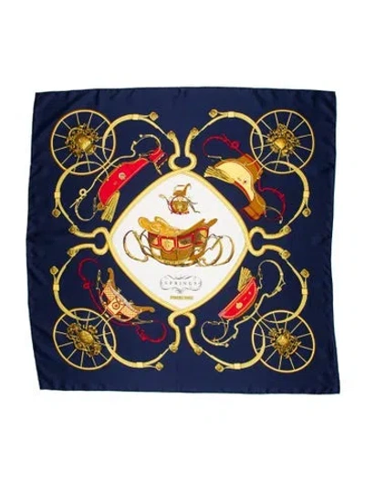 Pre-owned Hermes Springs Silk Scarf In Blue