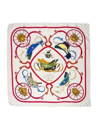 Pre-owned Hermes Springs Silk Scarf In Blue