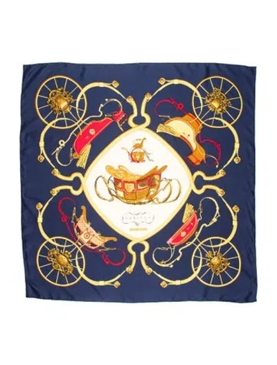 Pre-owned Hermes Springs Silk Scarf In Blue