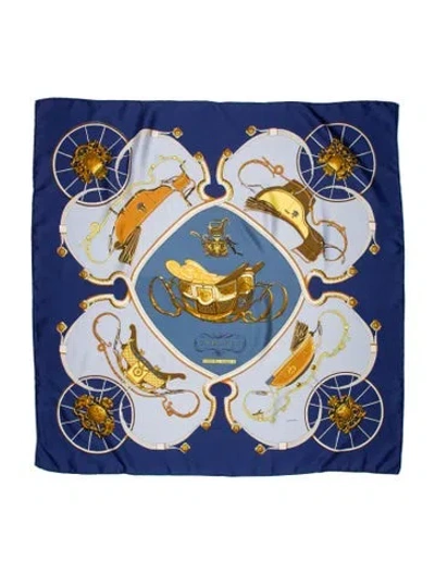 Pre-owned Hermes Springs Silk Scarf In Blue
