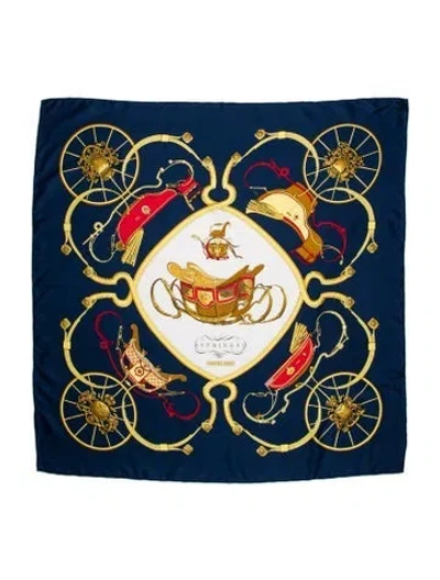 Pre-owned Hermes Springs Silk Scarf In Blue